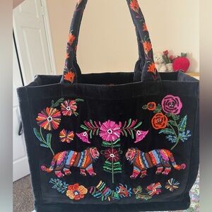 Anthropologie book bag velvet with tigers